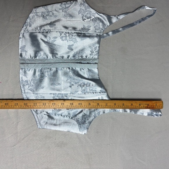 Light Blue Womens Medium Cropped Corset Top Regency Coquette Feminine Romantic - Picture 12 of 16